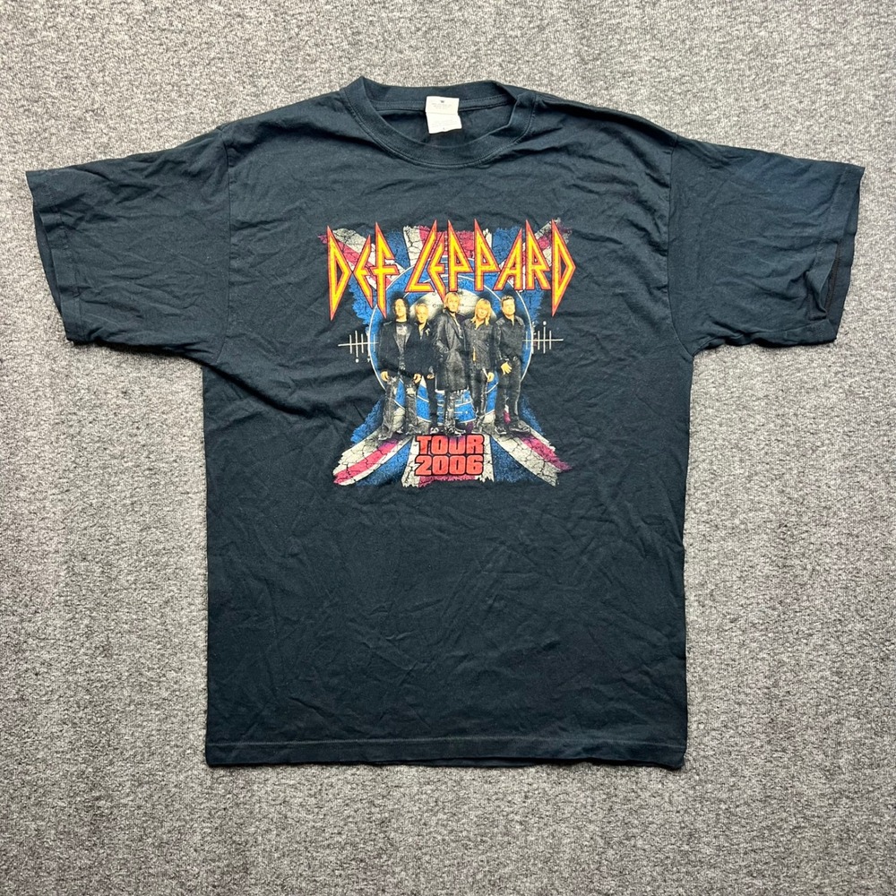 Def Leppard T-Shirt Mens Large Black  Rock Brigade Tour 2006 Band Tee Anvil
